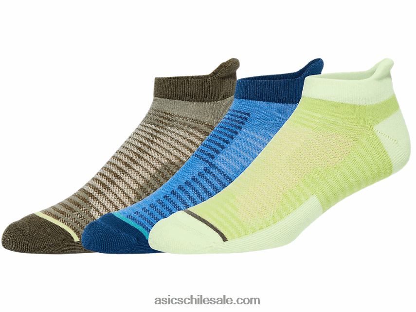 Asics cojín de corte bajo (paquete de 3) R8N446779 peligro green/lake drive multi