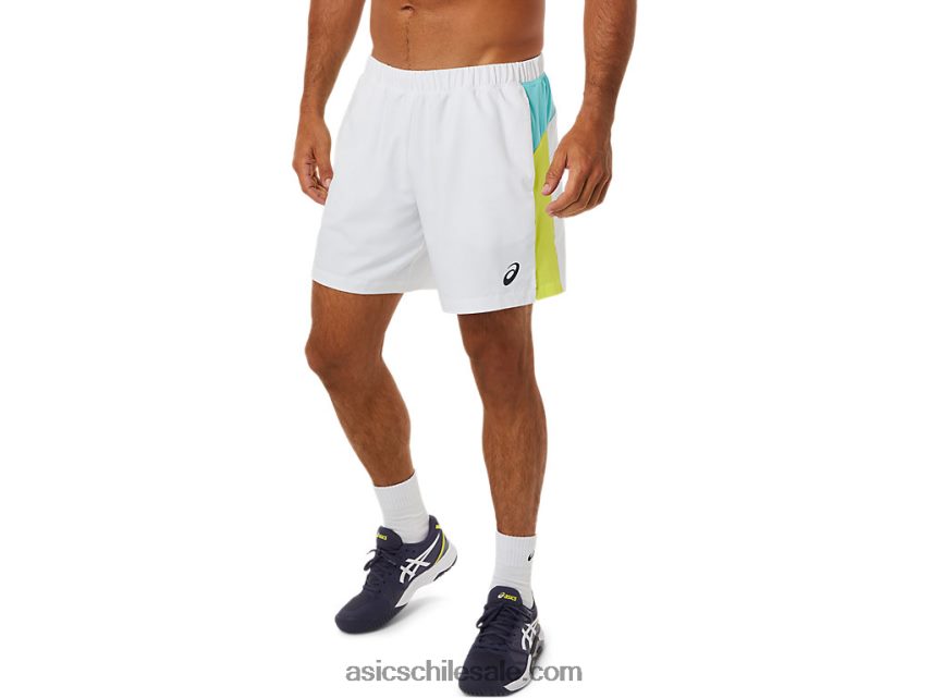 hombres Asics short color block R8N4461480 blanco brillante