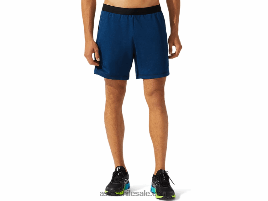 hombres Asics short de entrenamiento tejido de 7in R8N4461891 brezo azul francés