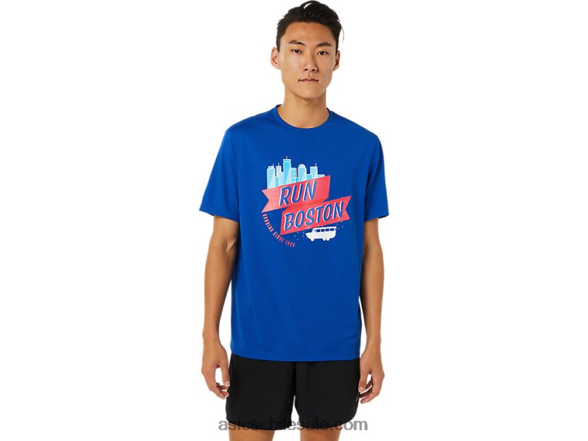 hombres Asics bos ready-set manga corta ii R8N4461698 azul