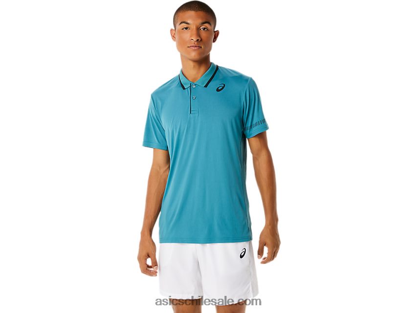 hombres Asics camisa polo R8N4461117 pino brumoso