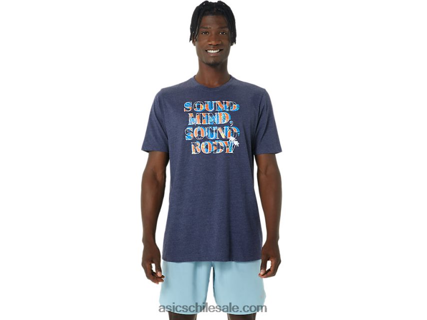 hombres Asics camiseta con eslogan de hibisco R8N4461045 brezo chaquetón