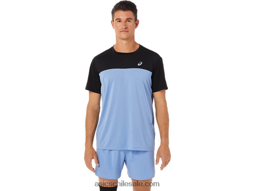 hombres Asics camiseta de carrera de manga corta R8N4461320 rendimiento armonía negro/azul