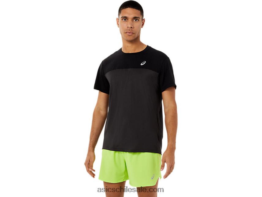hombres Asics camiseta de carrera de manga corta R8N4461396 rendimiento negro/gris grafito