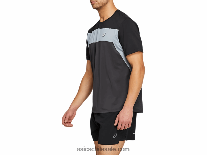 hombres Asics camiseta de carrera de manga corta R8N4462052 gris grafito/negro rendimiento