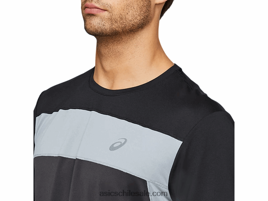 hombres Asics camiseta de carrera de manga corta R8N4462052 gris grafito/negro rendimiento