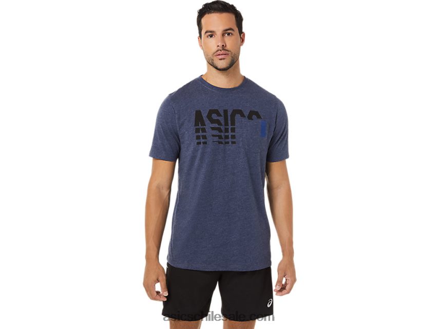 hombres Asics camiseta de manga corta con bolsillo a rayas R8N4461731 brezo chaquetón
