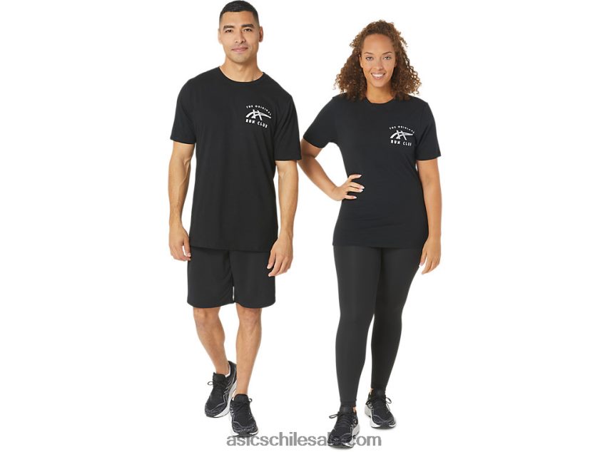 hombres Asics camiseta de manga corta con logo pequeño luminoso de orco R8N446800 rendimiento negro