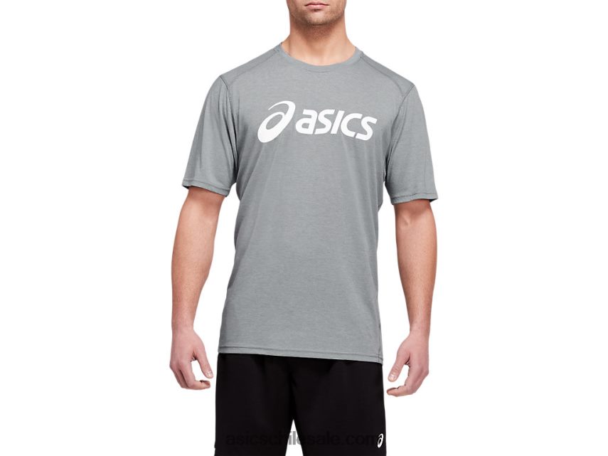 hombres Asics camiseta de manga corta de entrenamiento triblend R8N4461987 yeso jaspeado/blanco