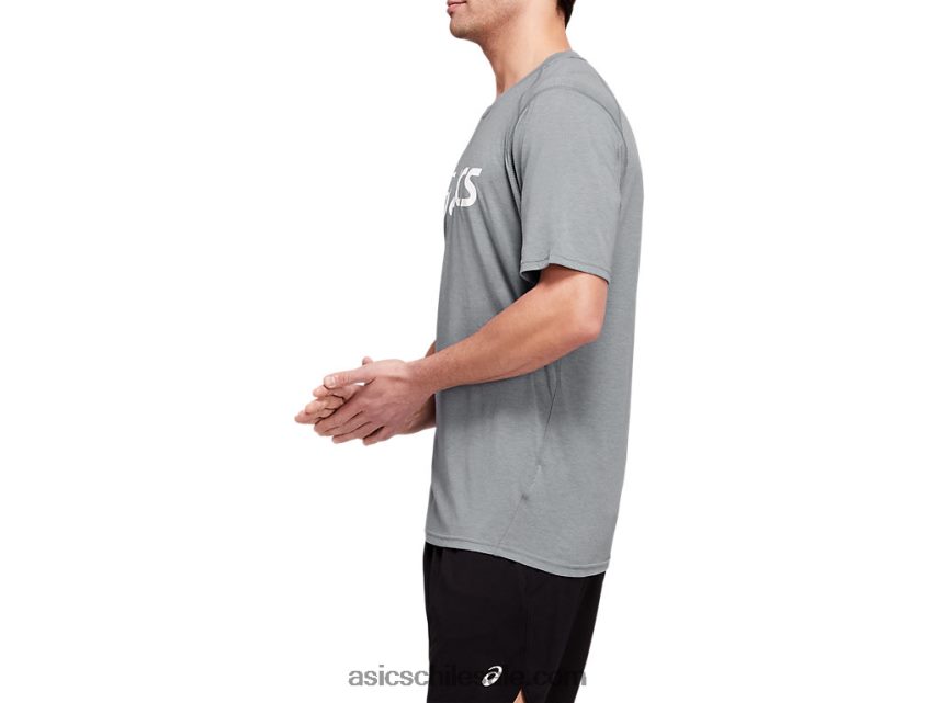 hombres Asics camiseta de manga corta de entrenamiento triblend R8N4461987 yeso jaspeado/blanco