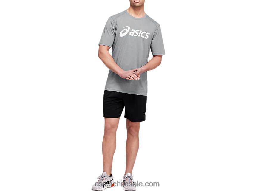 hombres Asics camiseta de manga corta de entrenamiento triblend R8N4461987 yeso jaspeado/blanco