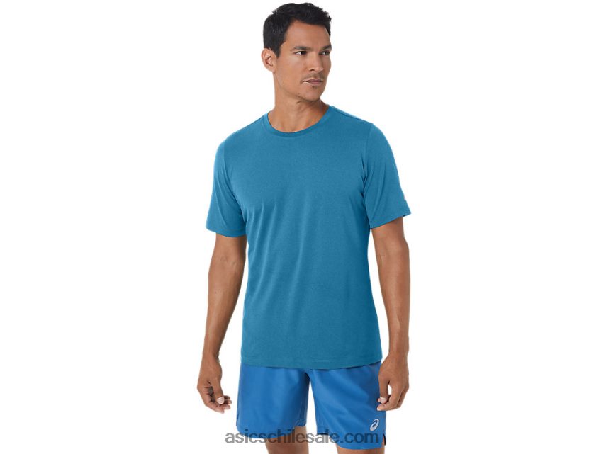 hombres Asics camiseta de manga corta hthr tech R8N446170 isla azul brezo