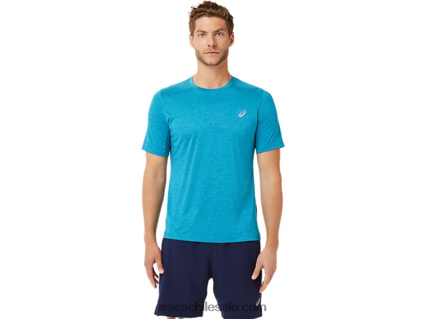 hombres Asics camiseta de rendimiento de manga corta R8N4462037 azul turquesa