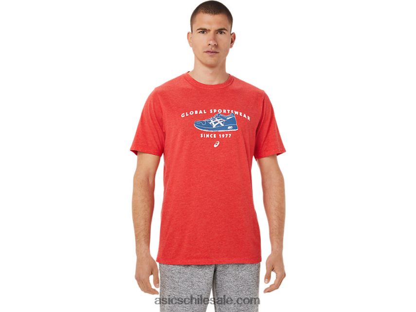 hombres Asics camiseta deportiva de 1977 R8N446781 brezo rojo clásico