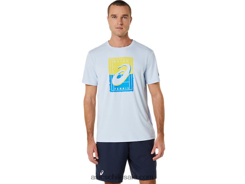 hombres Asics camiseta gráfica Court Gs R8N446474 cielo suave