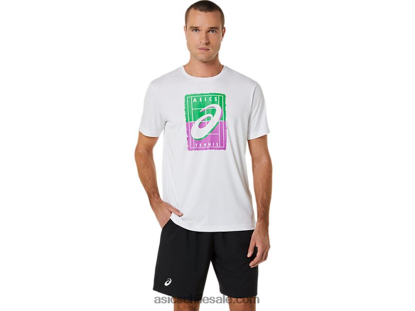 hombres Asics camiseta gráfica Court Gs R8N446525 blanco brillante