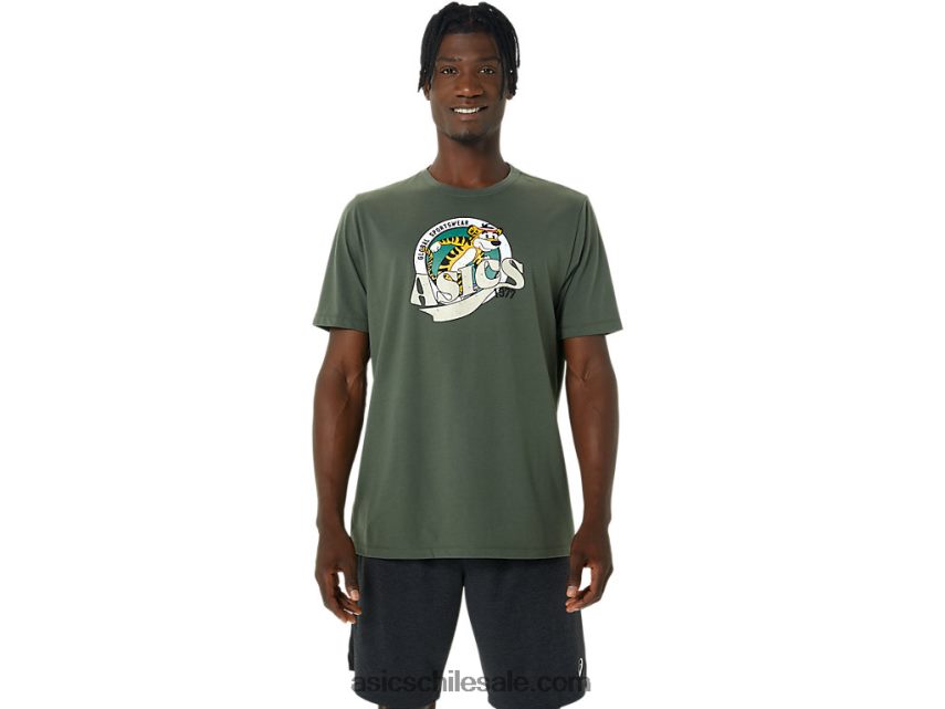 hombres Asics camiseta herencia 1977 R8N446875 lienzo de oliva