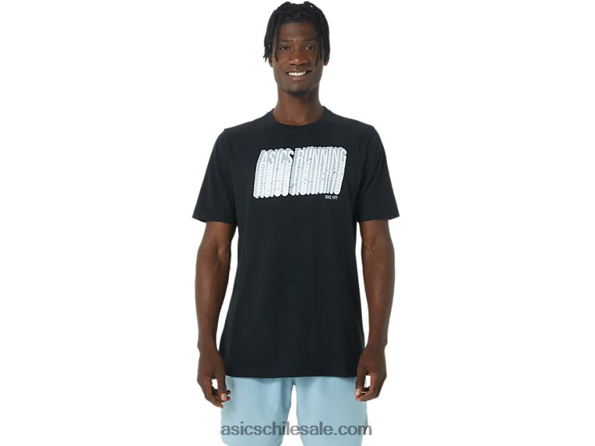 hombres Asics camiseta larga con logo abstracto R8N446795 rendimiento negro