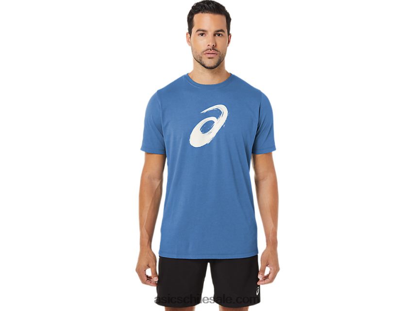 hombres Asics camiseta manga corta pincel R8N4461057 azur