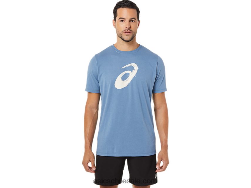 hombres Asics camiseta manga corta pincel R8N4461742 tormenta azul