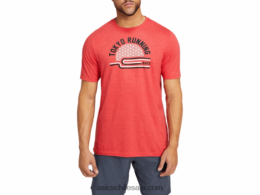 hombres Asics camiseta teatokyo R8N4462041 brezo rojo clásico
