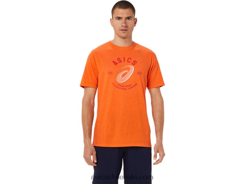 hombres Asics espiral una camiseta lang universal R8N4461912 brezo de caléndula