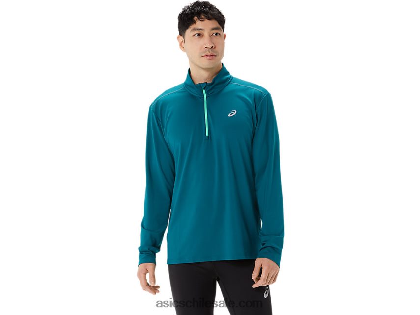 hombres Asics media cremallera lista para usar R8N446975 pino terciopelo/hoja nueva