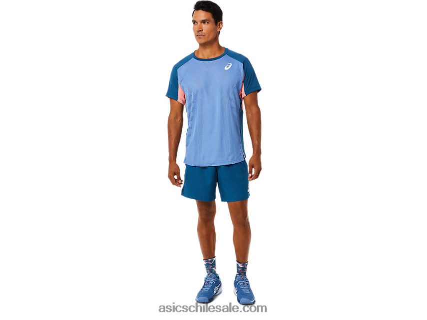 hombres Asics partido top de manga corta R8N4461509 índigo claro