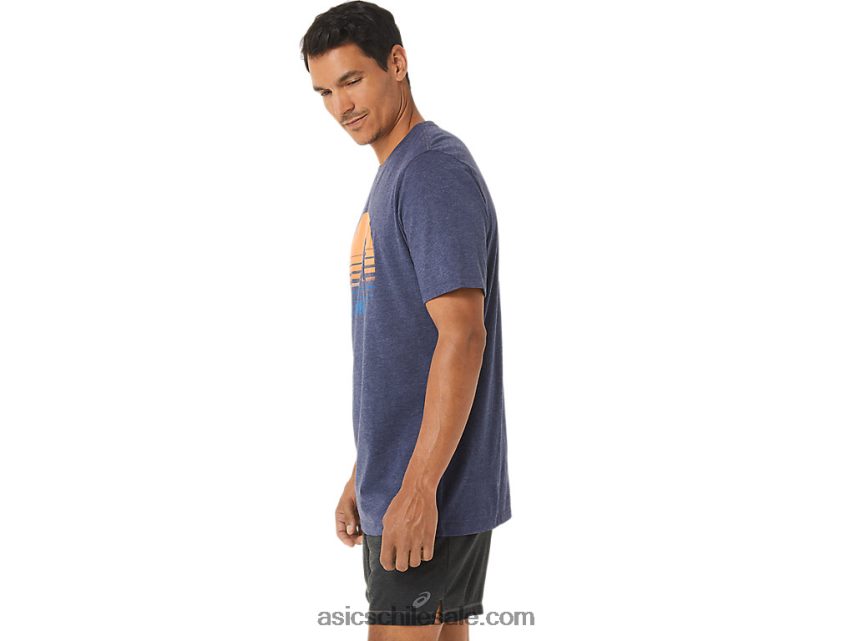 hombres Asics playera con gráfico de corredor del amanecer R8N4461262 brezo chaquetón