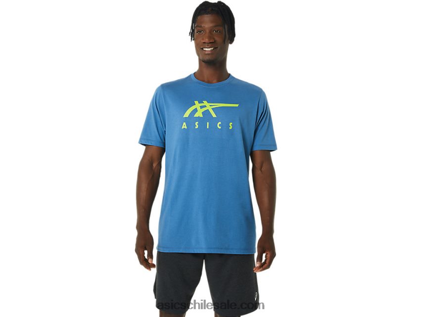 hombres Asics playera de manga corta a rayas R8N4461085 azur
