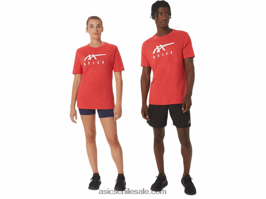 hombres Asics playera de manga corta a rayas R8N4461255 brezo rojo clásico