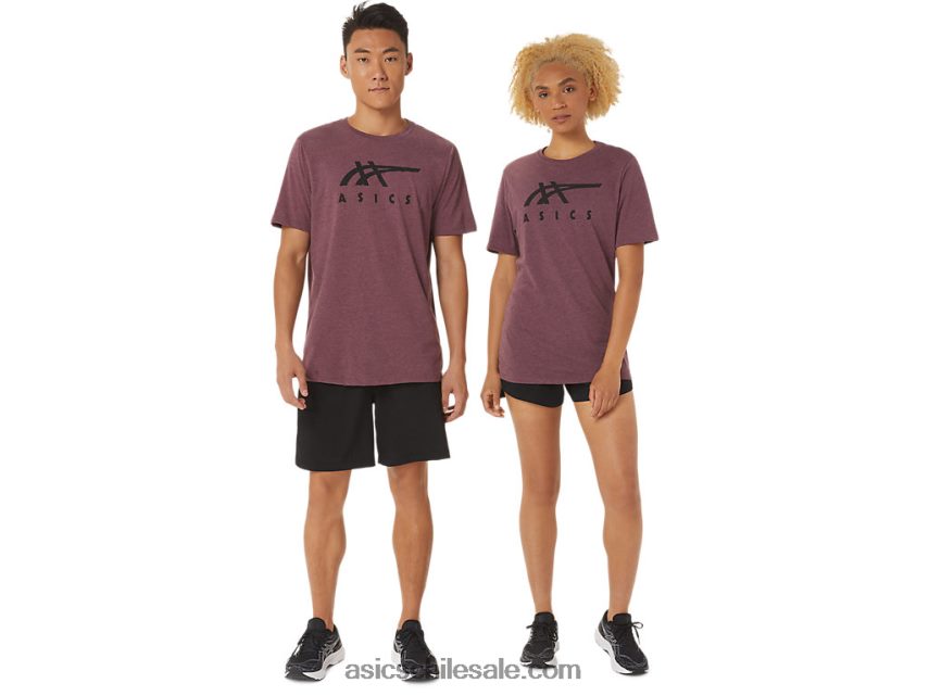 hombres Asics playera de manga corta a rayas R8N4461643 Brezo profundo de Marte