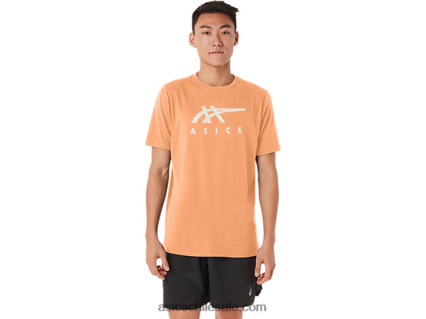 hombres Asics playera de manga corta a rayas R8N44670 duna de verano