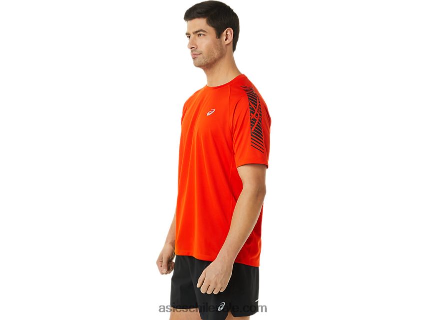 hombres Asics playera de manga corta con icono R8N4461048 tomate cherry/negro rendimiento