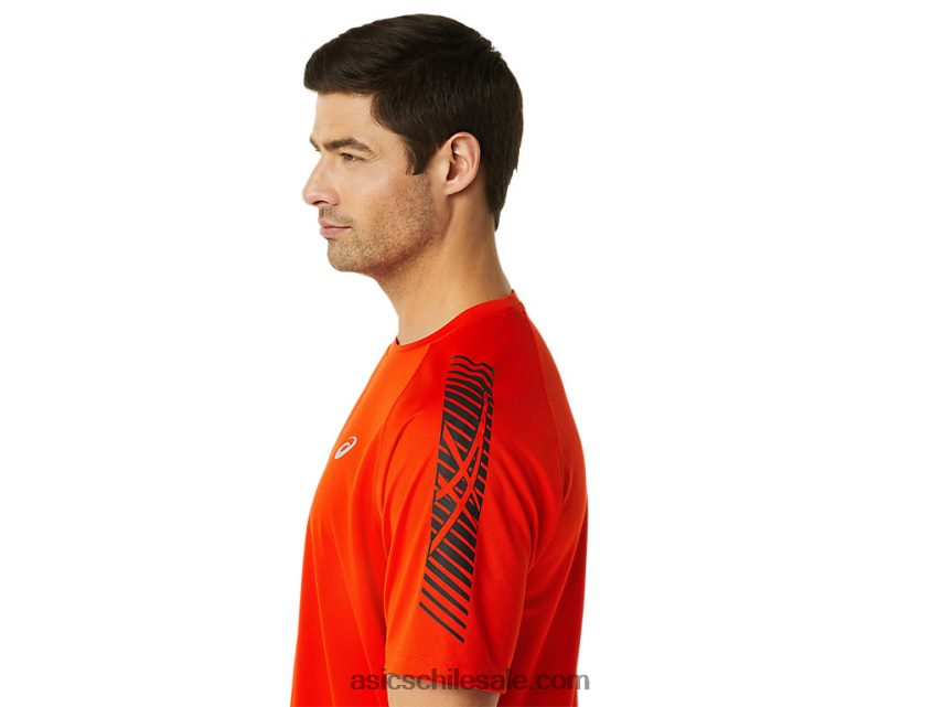 hombres Asics playera de manga corta con icono R8N4461048 tomate cherry/negro rendimiento