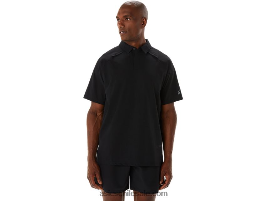 hombres Asics polo actibreeze en jacquard R8N446270 rendimiento negro