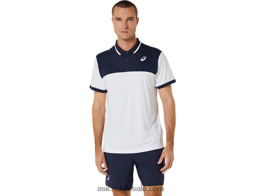 hombres Asics polo de corte R8N446548 blanco brillante/medianoche
