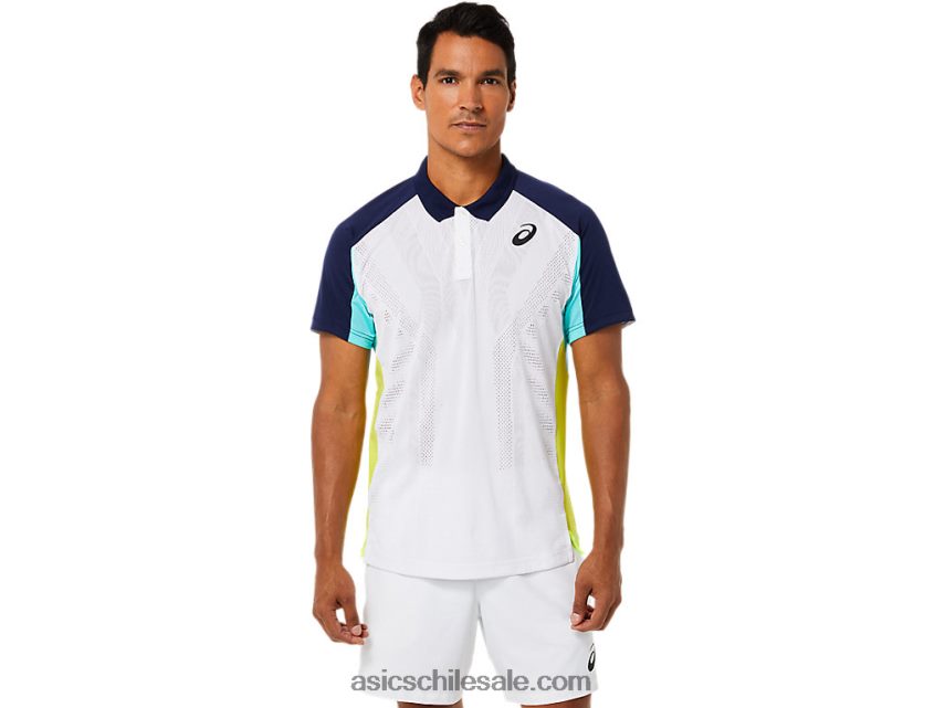 hombres Asics polo del partido R8N4461504 blanco brillante/menta helada