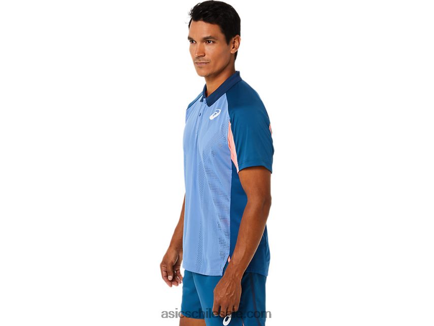 hombres Asics polo del partido R8N4461512 índigo claro