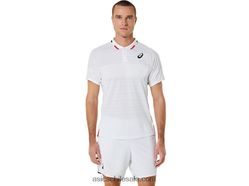 hombres Asics polo del partido R8N446324 blanco brillante