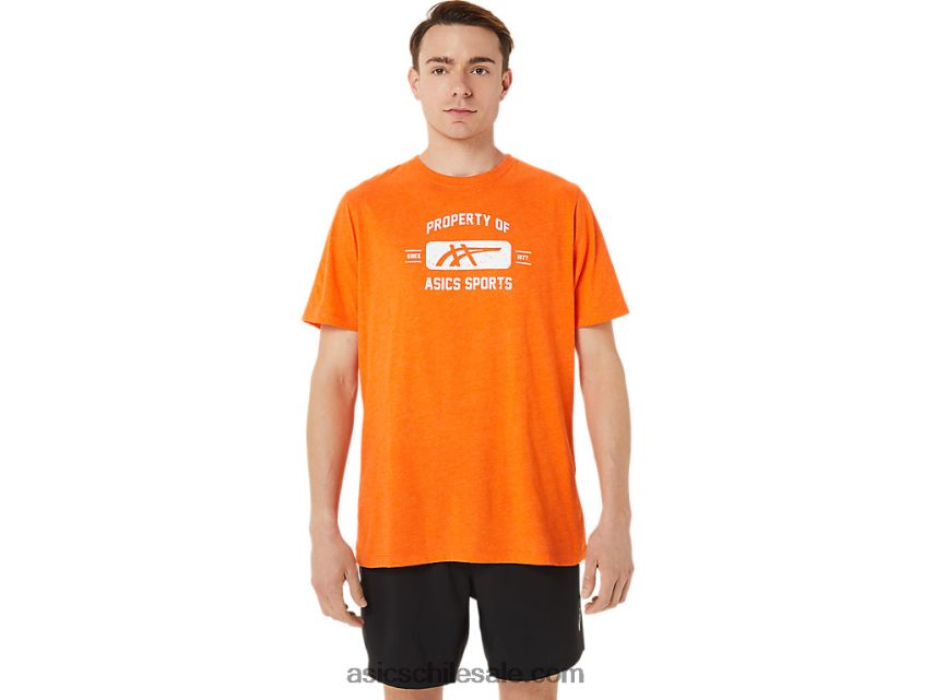 hombres Asics propiedad de manga corta de camiseta deportiva R8N4461269 caléndula naranja brezo