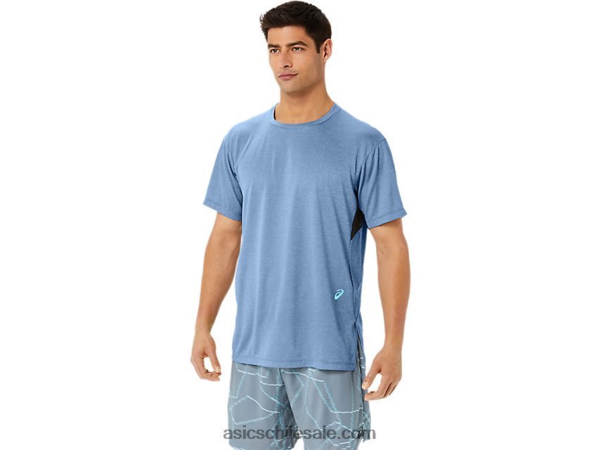 hombres Asics top de manga corta con estampado gel-cool R8N4461354 gran tiburón brezo