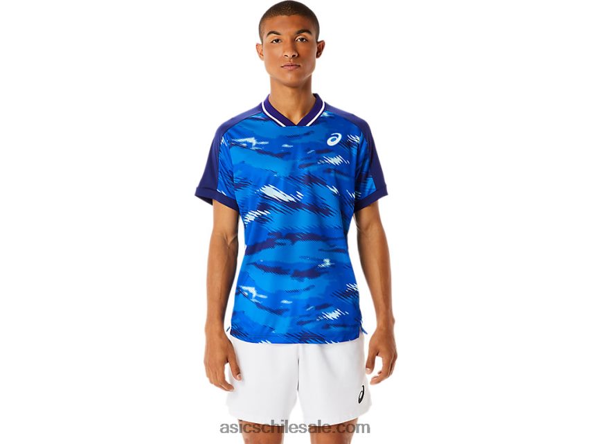 hombres Asics top de manga corta con gráfico Match R8N4461076 buceo azul