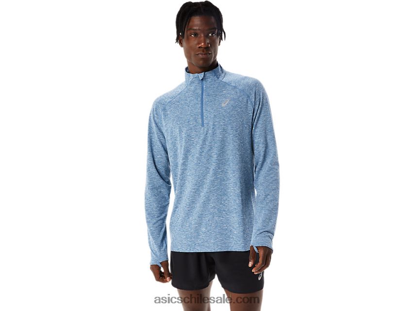 hombres Asics tren sana 1/2 zip R8N4461084 brezo azul