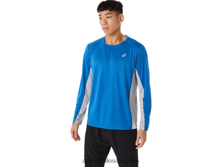 hombres Asics tren sana manga larga R8N4461412 lago drive/gris piedmont
