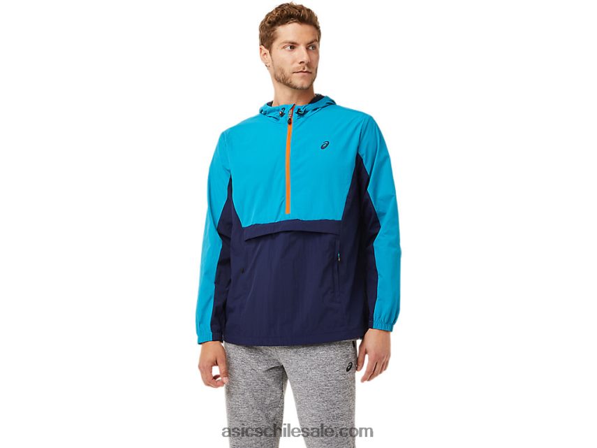 hombres Asics chaqueta anorak R8N4462030 azul verdoso/chaquetón