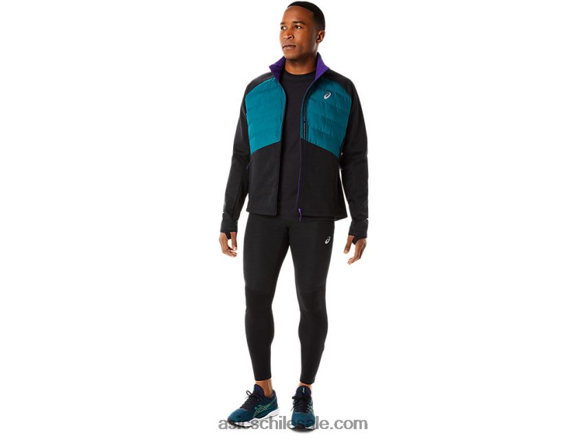 hombres Asics chaqueta de correr de invierno R8N446849 pino terciopelo/brezo negro