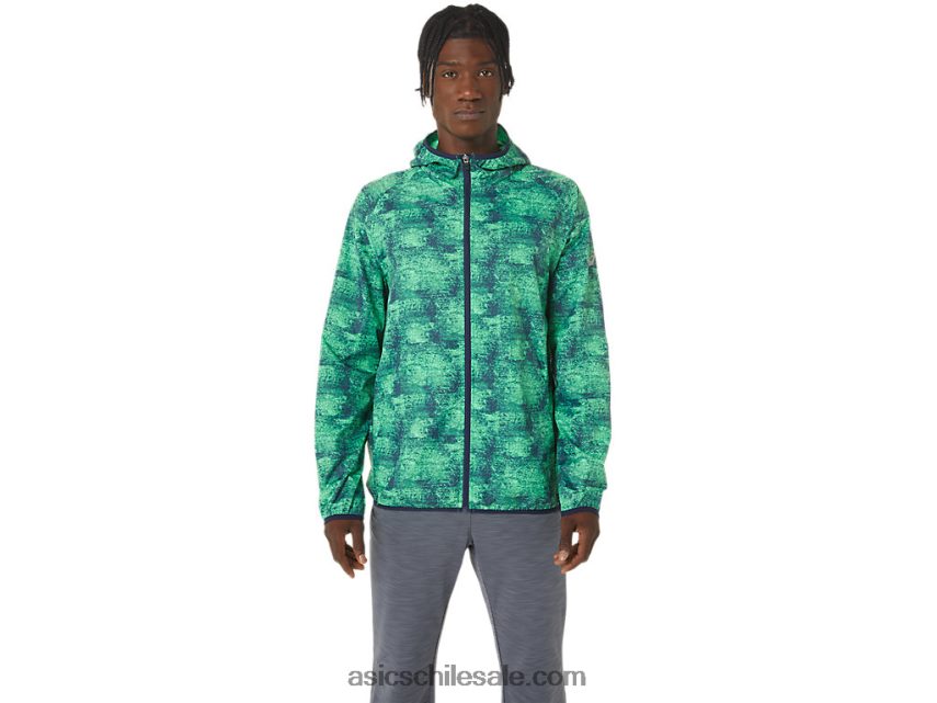 hombres Asics chaqueta plegable R8N4461050 tie dye verde/chaquetón
