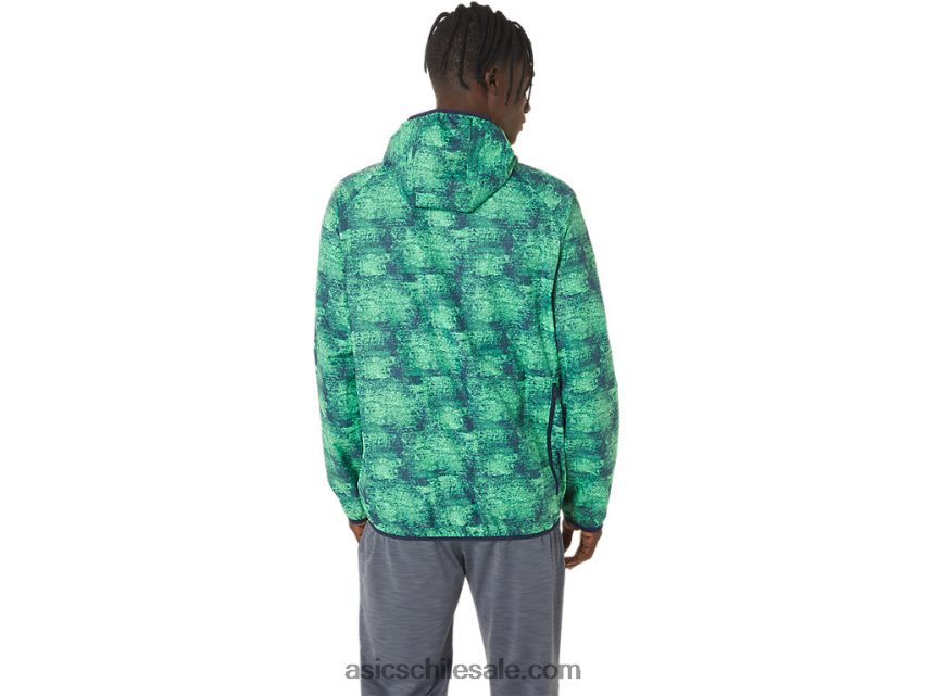 hombres Asics chaqueta plegable R8N4461050 tie dye verde/chaquetón