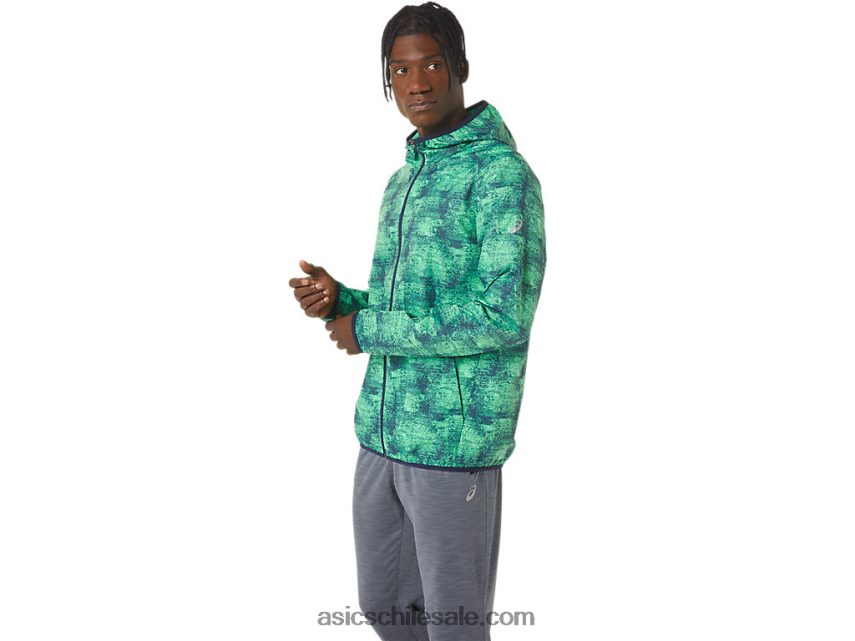 hombres Asics chaqueta plegable R8N4461050 tie dye verde/chaquetón